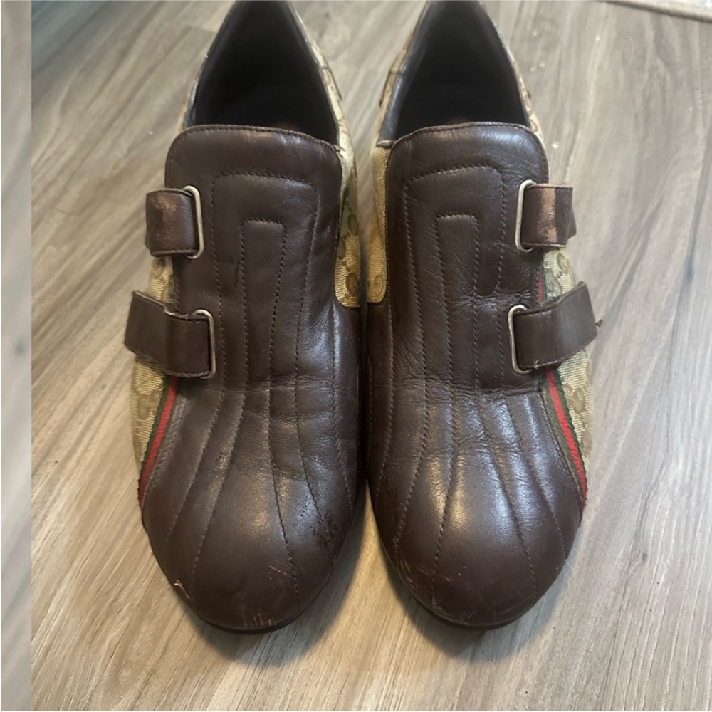 Gucci Brown and Tan Monogram Sneakers - Picture 3 of 9